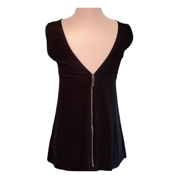 Nicole Miller Cut-Out Blouse Black Silk Sleeveless Back Zipper High Neck S - Picture 2 of 6